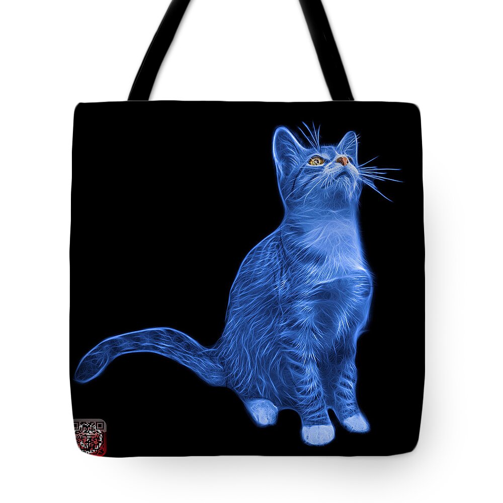 Cat Tote Bag featuring the painting Blue Cat Art - 3771 BB by James Ahn