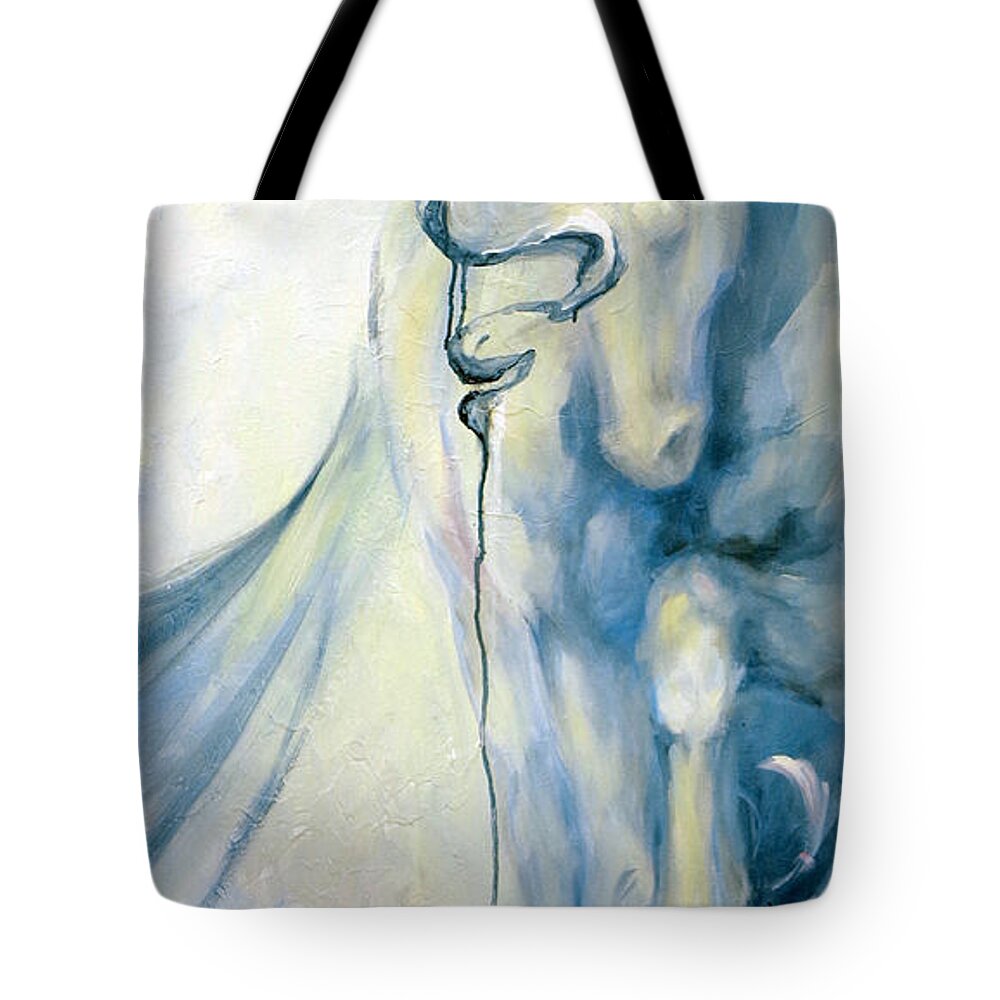 Horse Tote Bag featuring the painting Blue Circus Pony 2 by Dina Dargo
