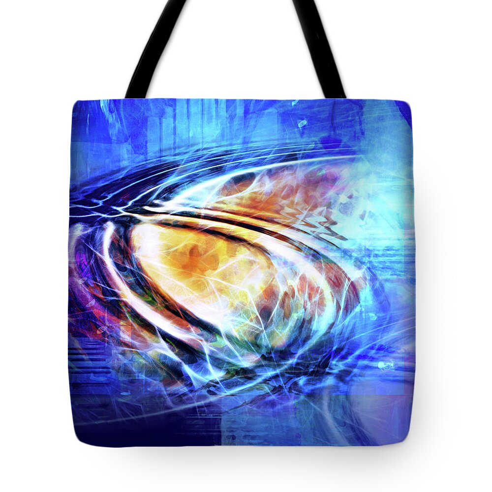 Blue Connexion Tote Bag featuring the painting Blue Connexion by Lutz Baar