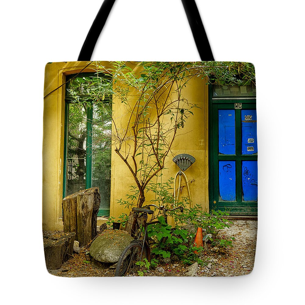 Door Tote Bag featuring the photograph Blue Door by Uri Baruch