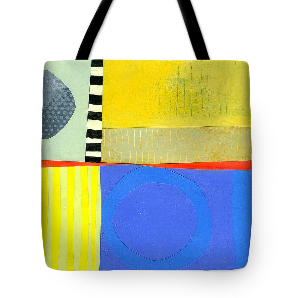 Abstract Art Tote Bag featuring the painting Blue Doughnut by Jane Davies