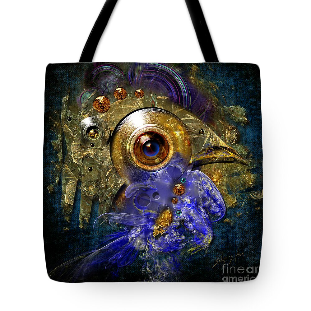 Animals Tote Bag featuring the painting Blue eyed bird by Alexa Szlavics