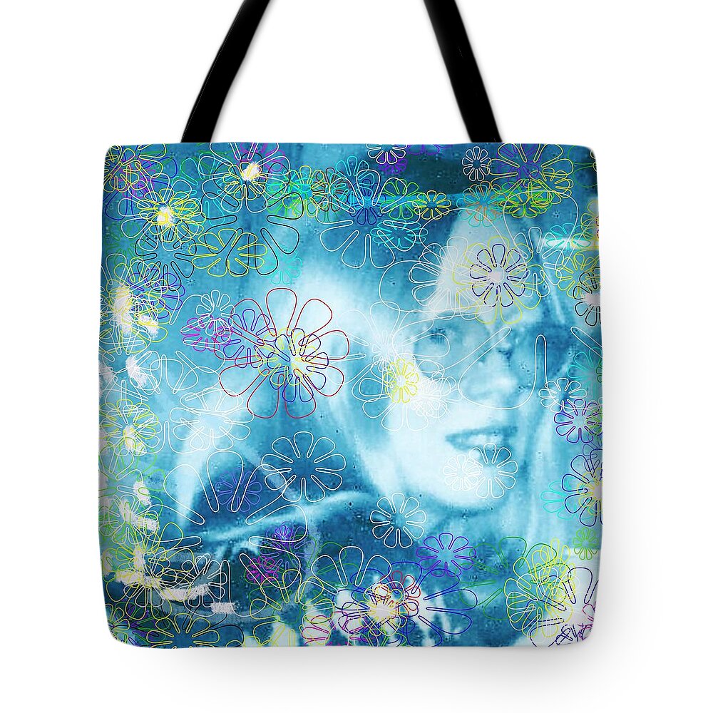 Fairy Tote Bag featuring the mixed media Blue Fairy Dream by Denise F Fulmer