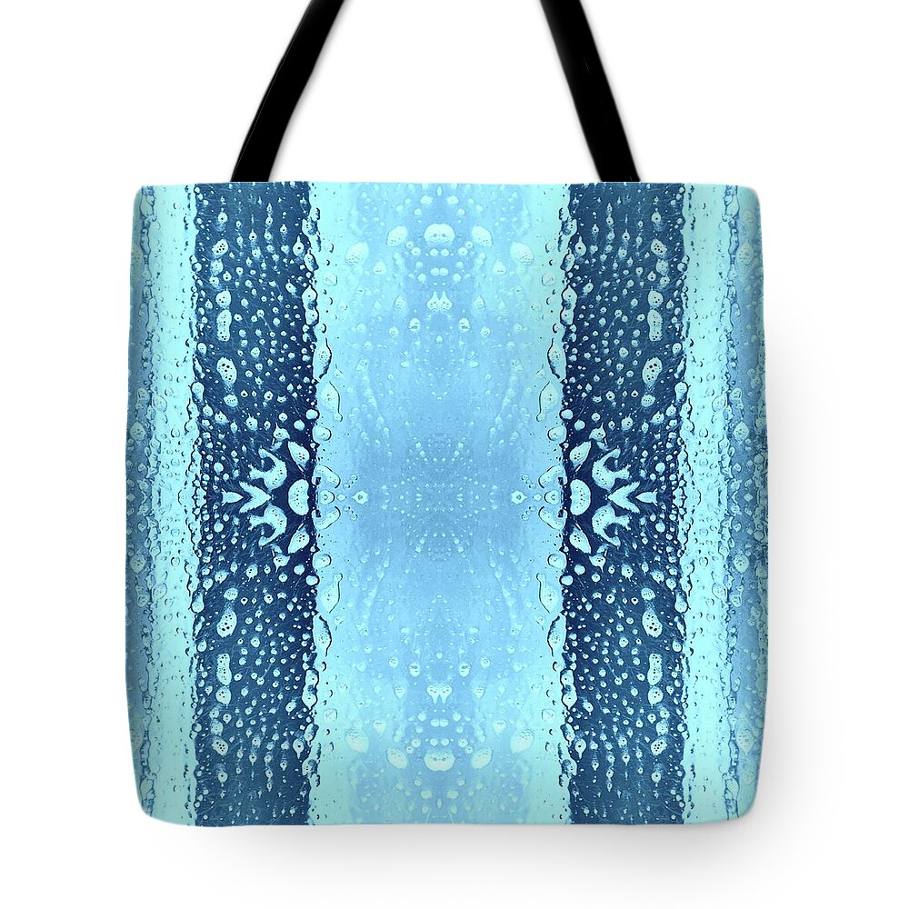 Brandi Fitzgerald Tote Bag featuring the digital art Blue Geometric Bars and Bubbles by Brandi Fitzgerald