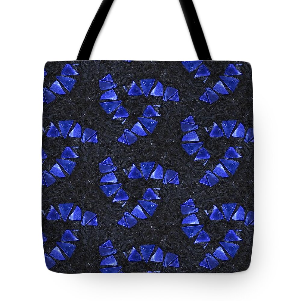 Acrylics Tote Bag featuring the mixed media Blue Glass by Maria Watt