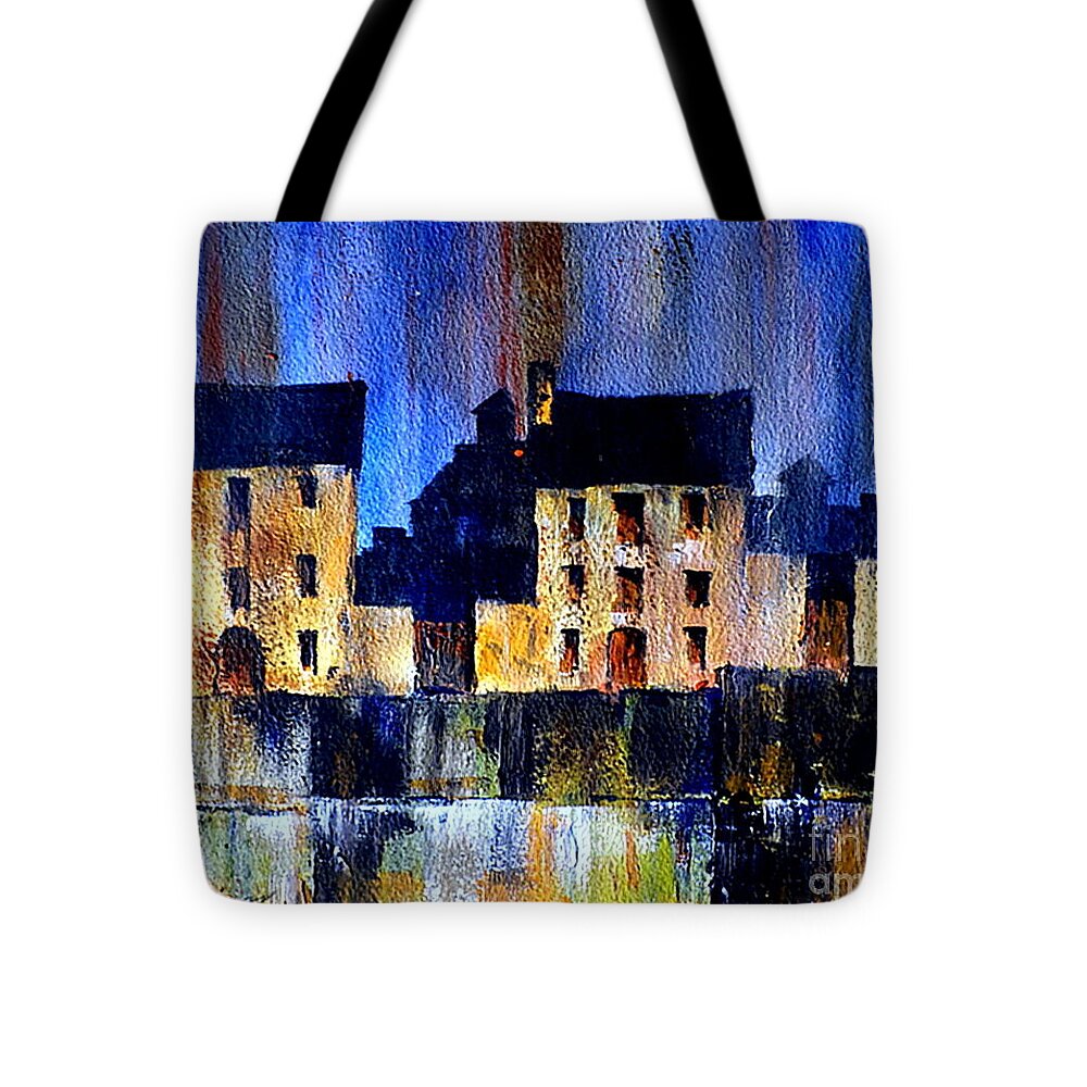Ireland Tote Bag featuring the painting Blue Haven by Val Byrne