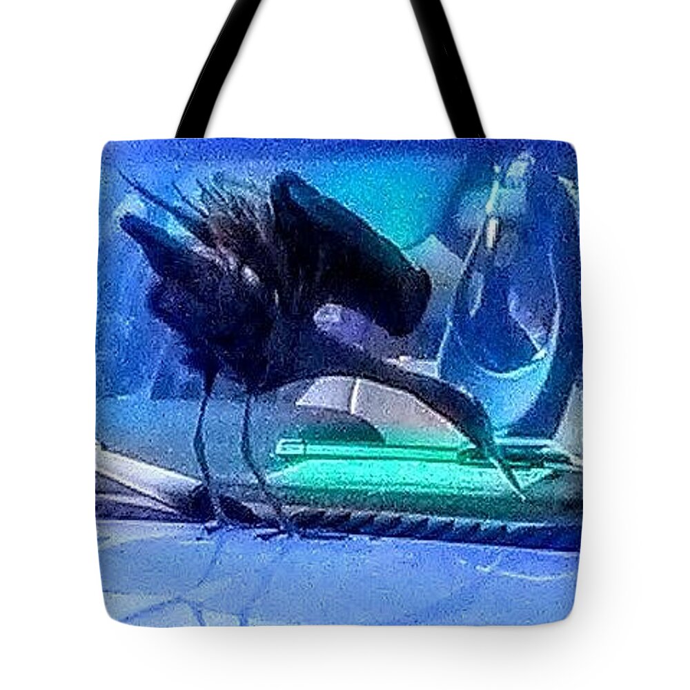 Bird Tote Bag featuring the photograph Blue Heron Before Takeoff by Suzanne Berthier