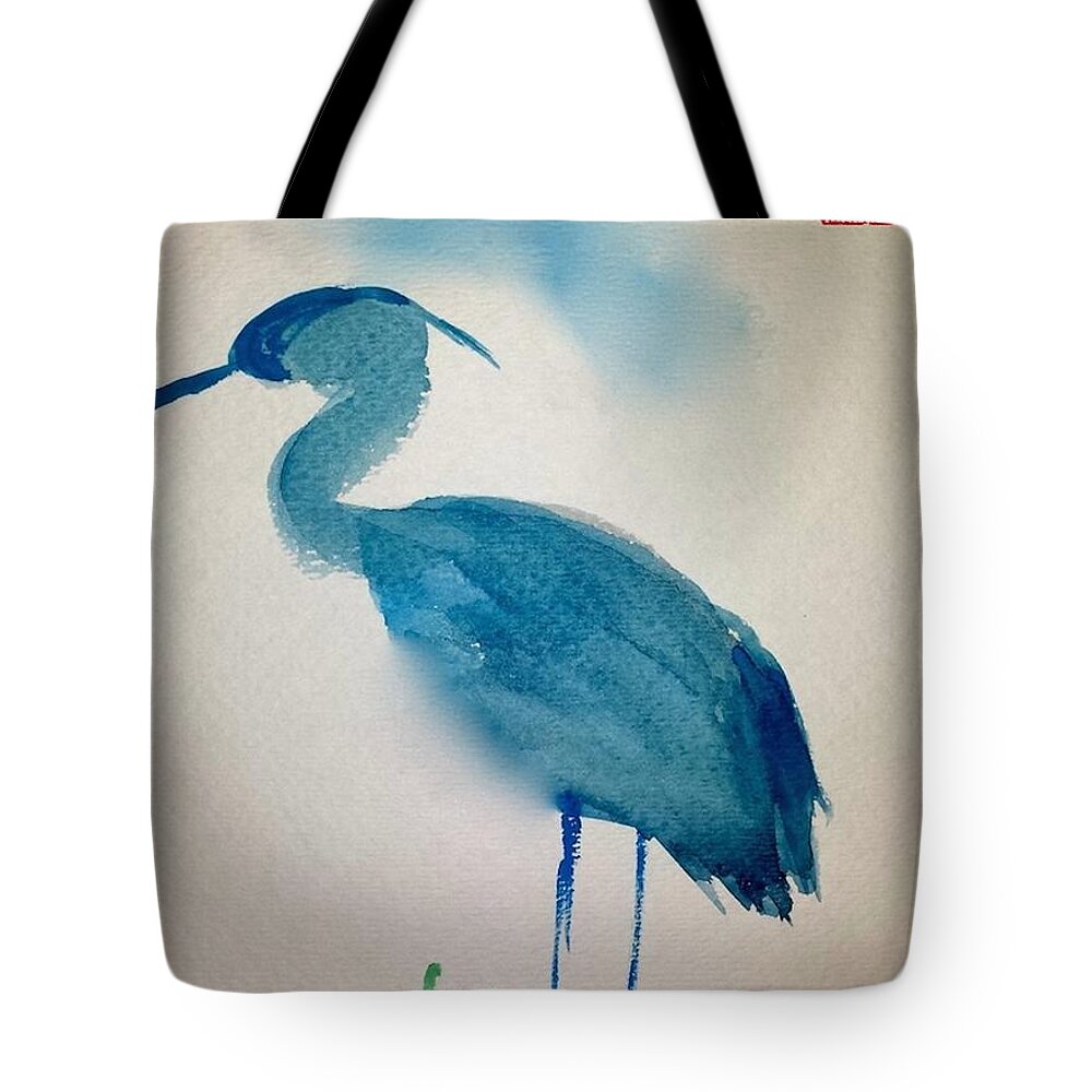 Balance Tote Bag featuring the painting Blue Heron by Margaret Welsh Willowsilk