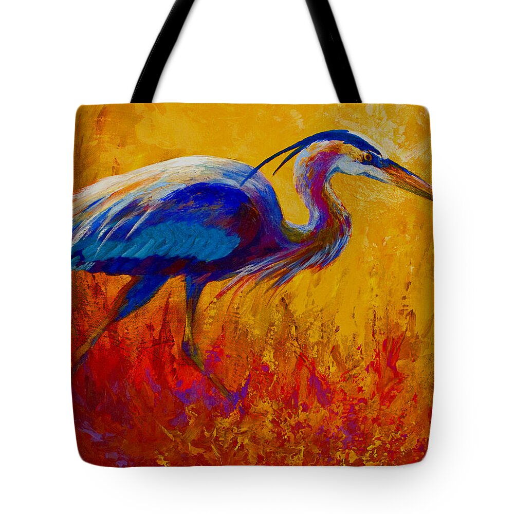 Heron Tote Bag featuring the painting Blue Heron by Marion Rose