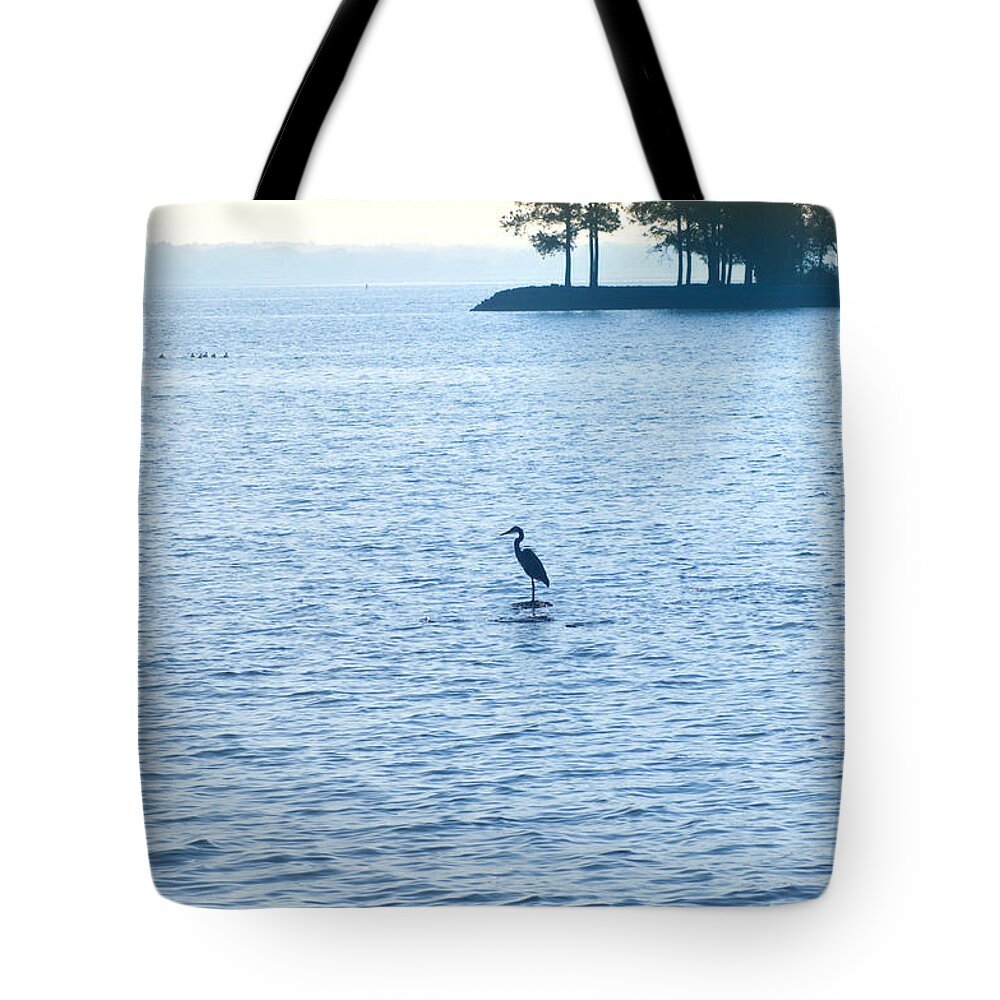 Saint Tote Bag featuring the photograph Blue Heron on the Chesapeake by Bill Cannon