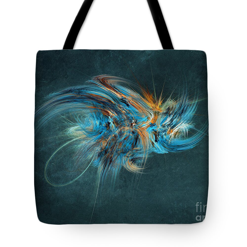 Blue Hornet Tote Bag featuring the digital art Blue Hornet Fractal Art by Justyna Jaszke JBJart