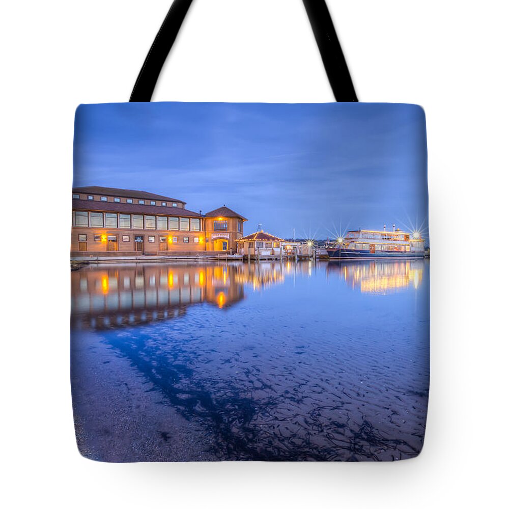 Lake Geneva Tote Bag featuring the photograph Blue Hour at the Riviera by Paul Schultz