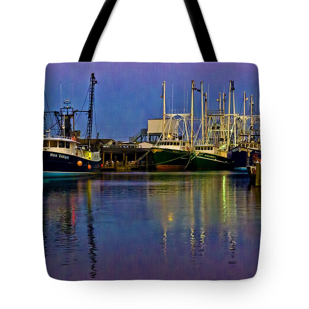 Cape May Tote Bag featuring the photograph Blue Hour Fishing Boats by Louis Dallara