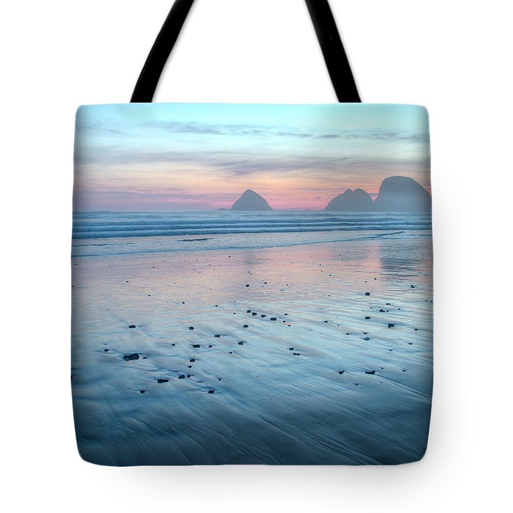 Oregon Seascape Tote Bag featuring the photograph Blue Hour in Oceanside by Kristina Rinell