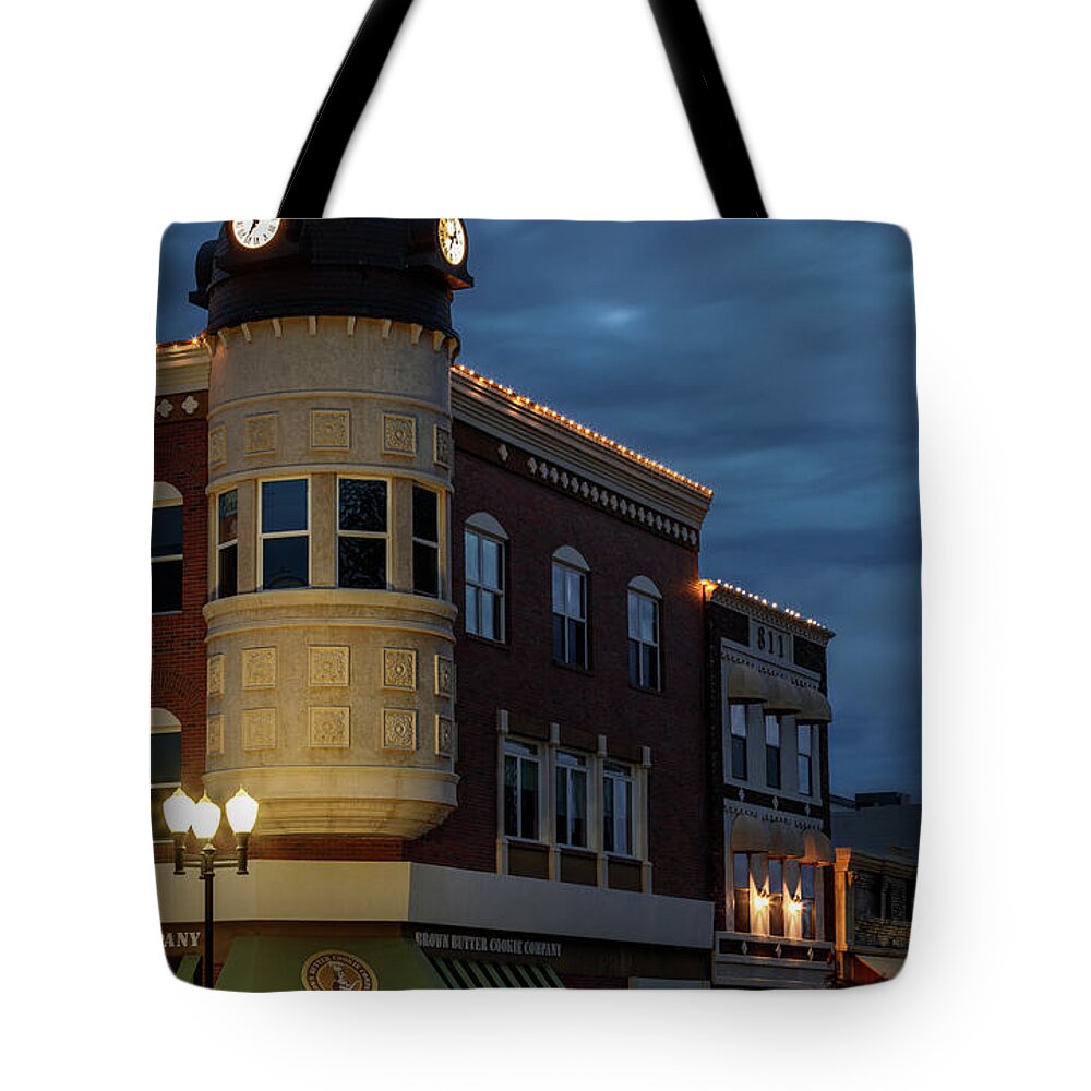 Tote Bag featuring the photograph Blue Hour Over the Clock Tower by Tim Bryan