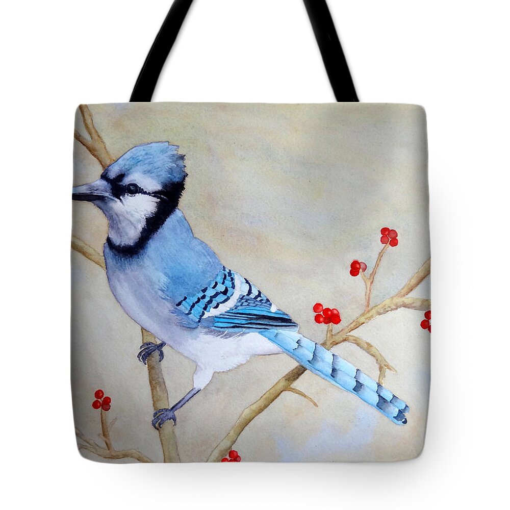 Blue Jay Tote Bag featuring the painting Blue Jay by Laurel Best