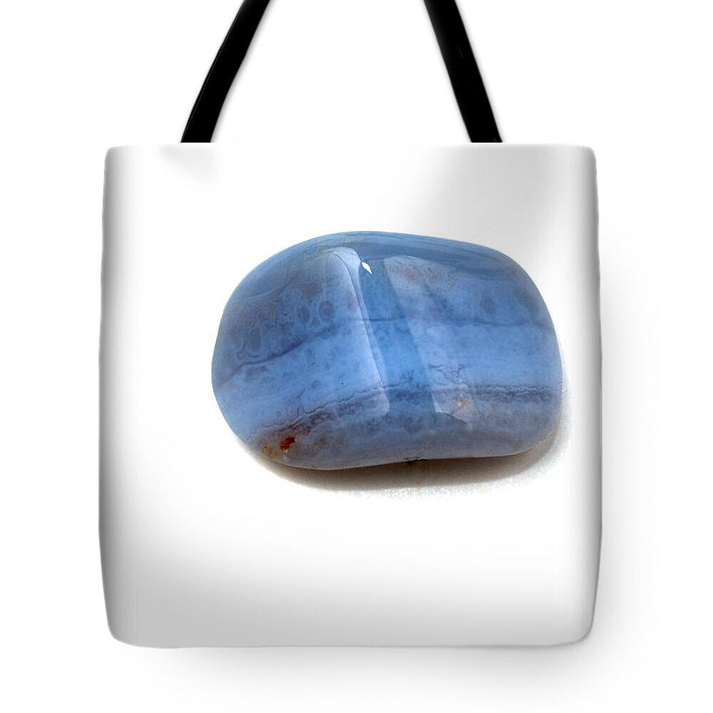 Blue Lace Tote Bag featuring the photograph Blue Lace Agate gemstone by Ilan Rosen