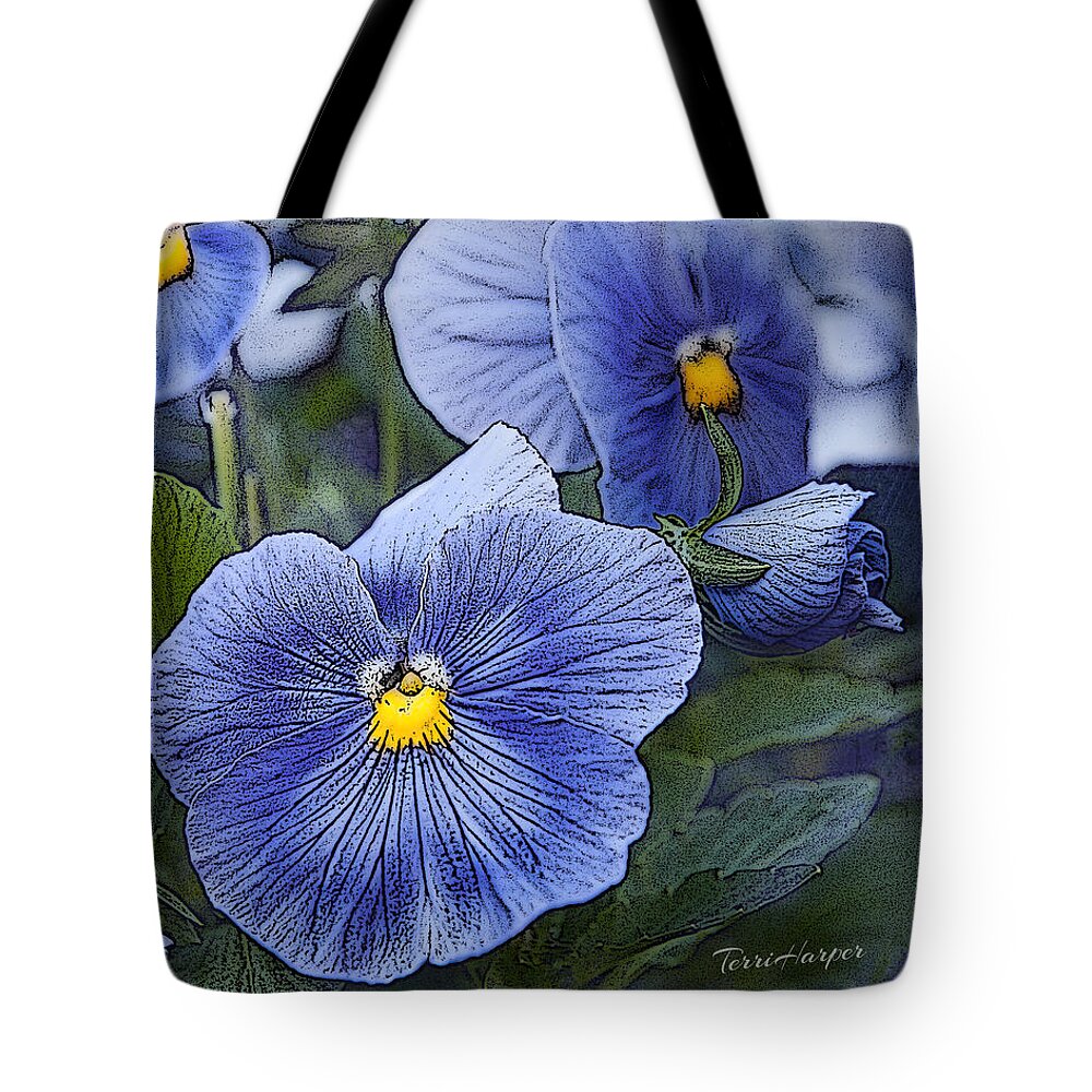 Blue Tote Bag featuring the photograph Blue Ladies by Terri Harper