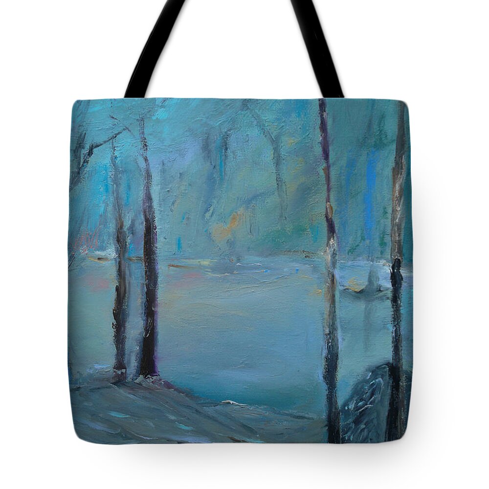 Water Tote Bag featuring the painting Blue Lagoon by Susan Esbensen