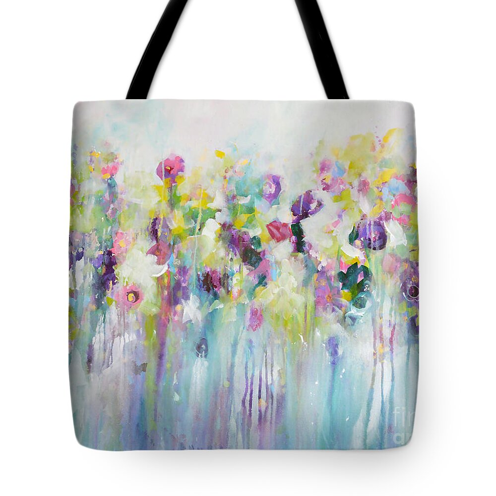 Meadow Tote Bag featuring the painting Blue Meadow by Tracy-Ann Marrison