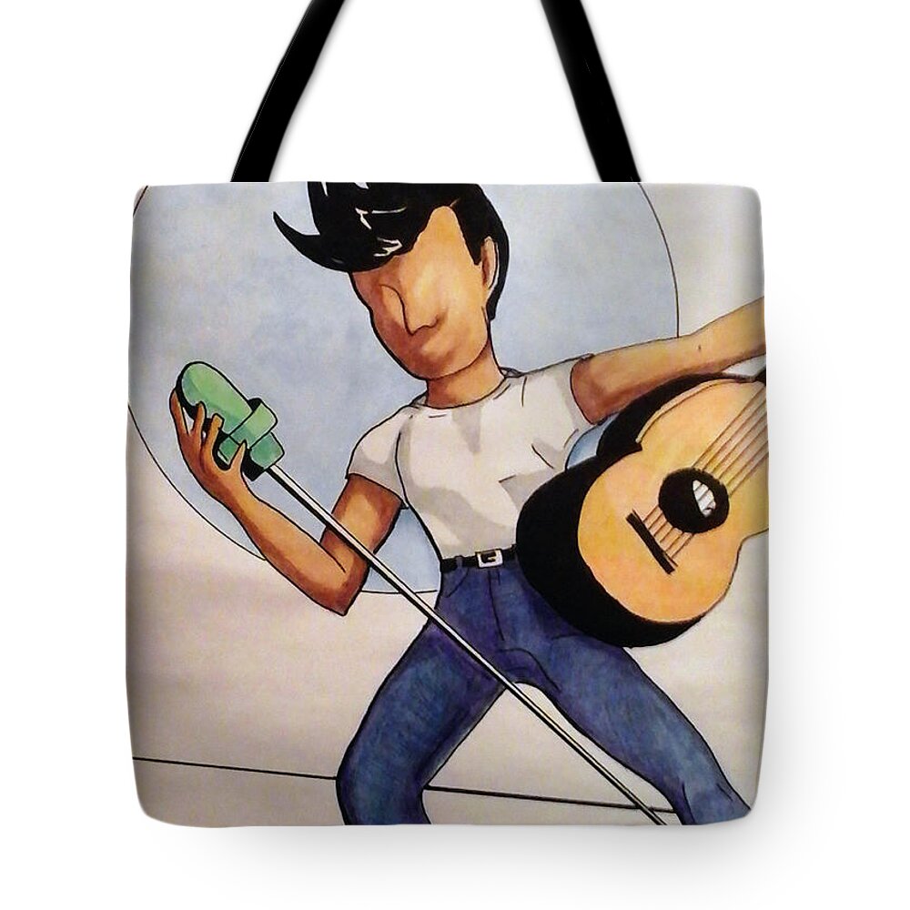 Music Tote Bag featuring the drawing Blue Moon by Loretta Nash