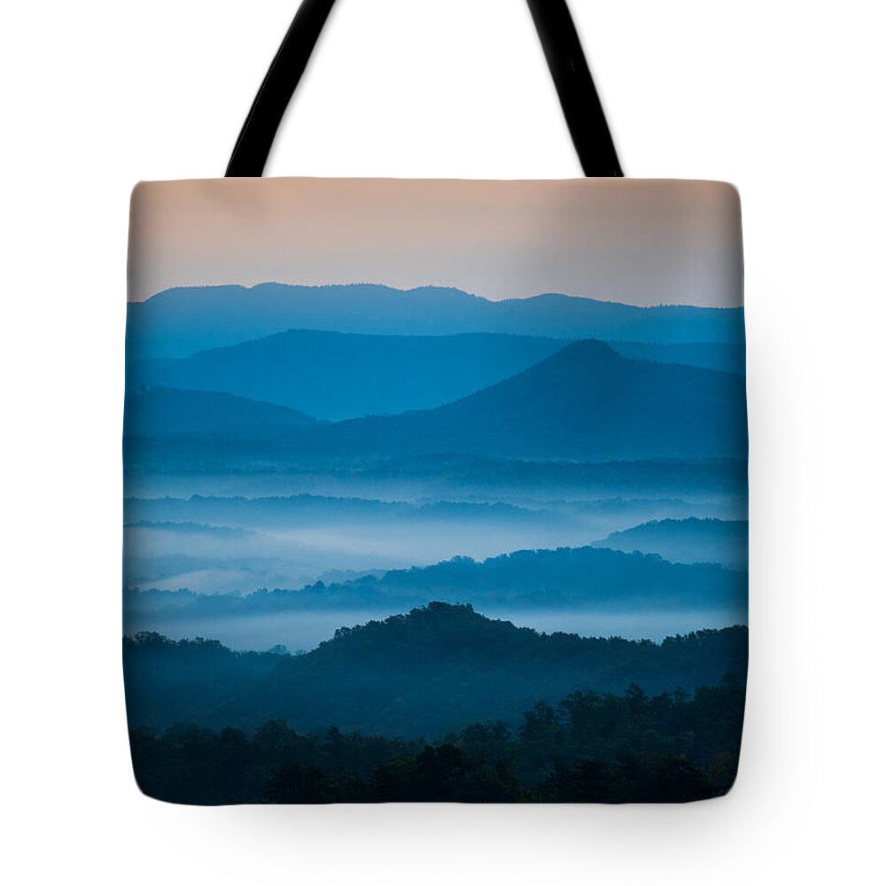 Asheville Tote Bag featuring the photograph Blue Morning by Joye Ardyn Durham