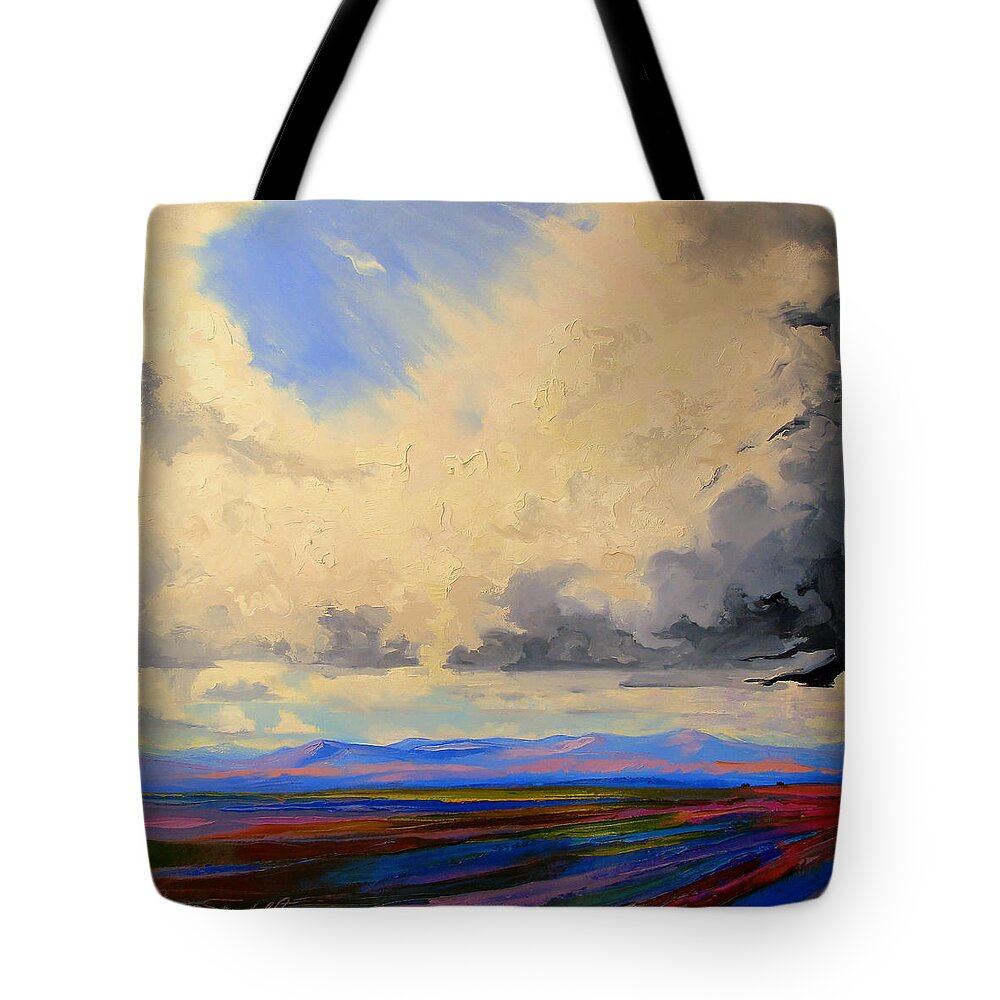 Sky Tote Bag featuring the painting Blue Mountains by Gregg Caudell
