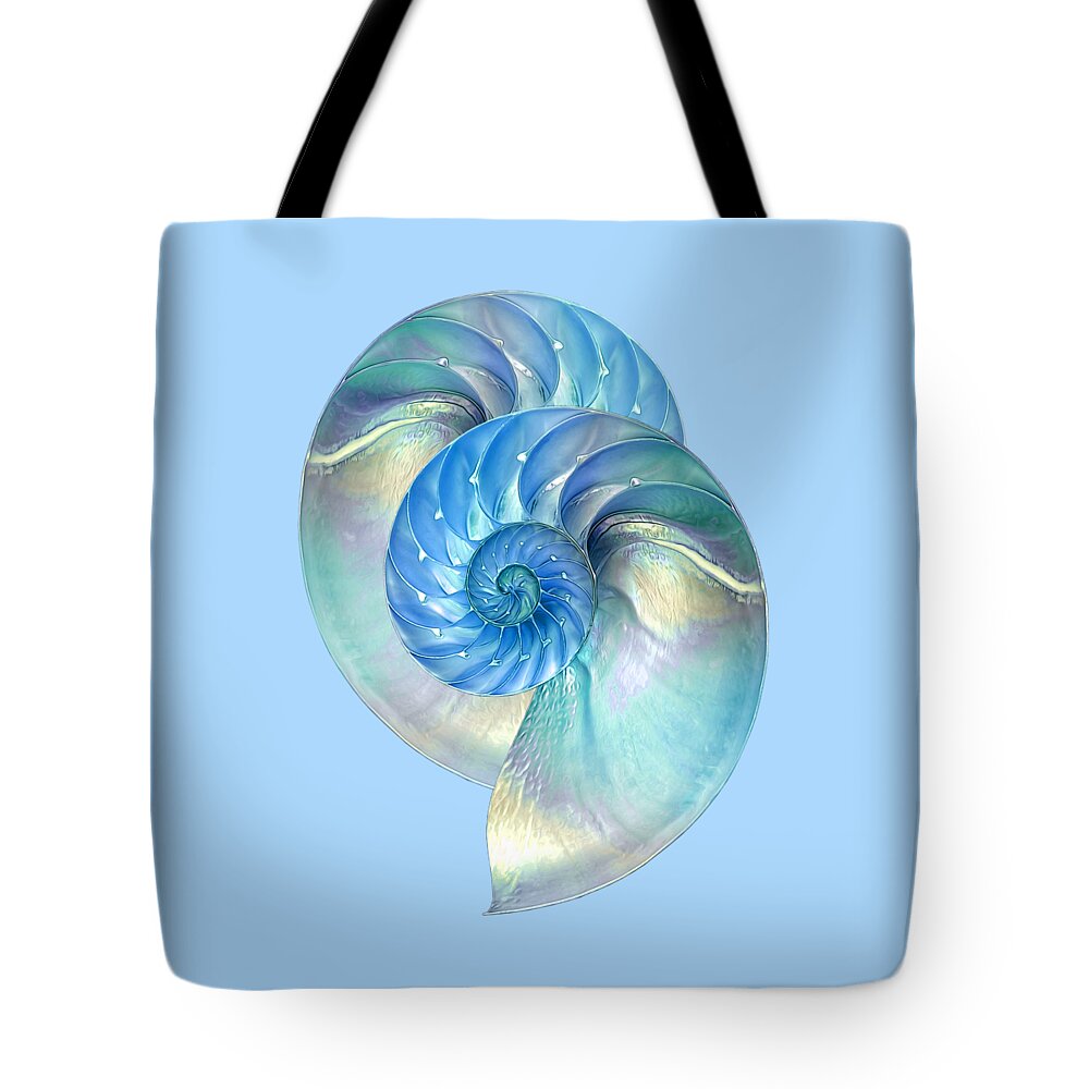 Nautilus Shell Tote Bag featuring the photograph Blue Nautilus Pair by Gill Billington
