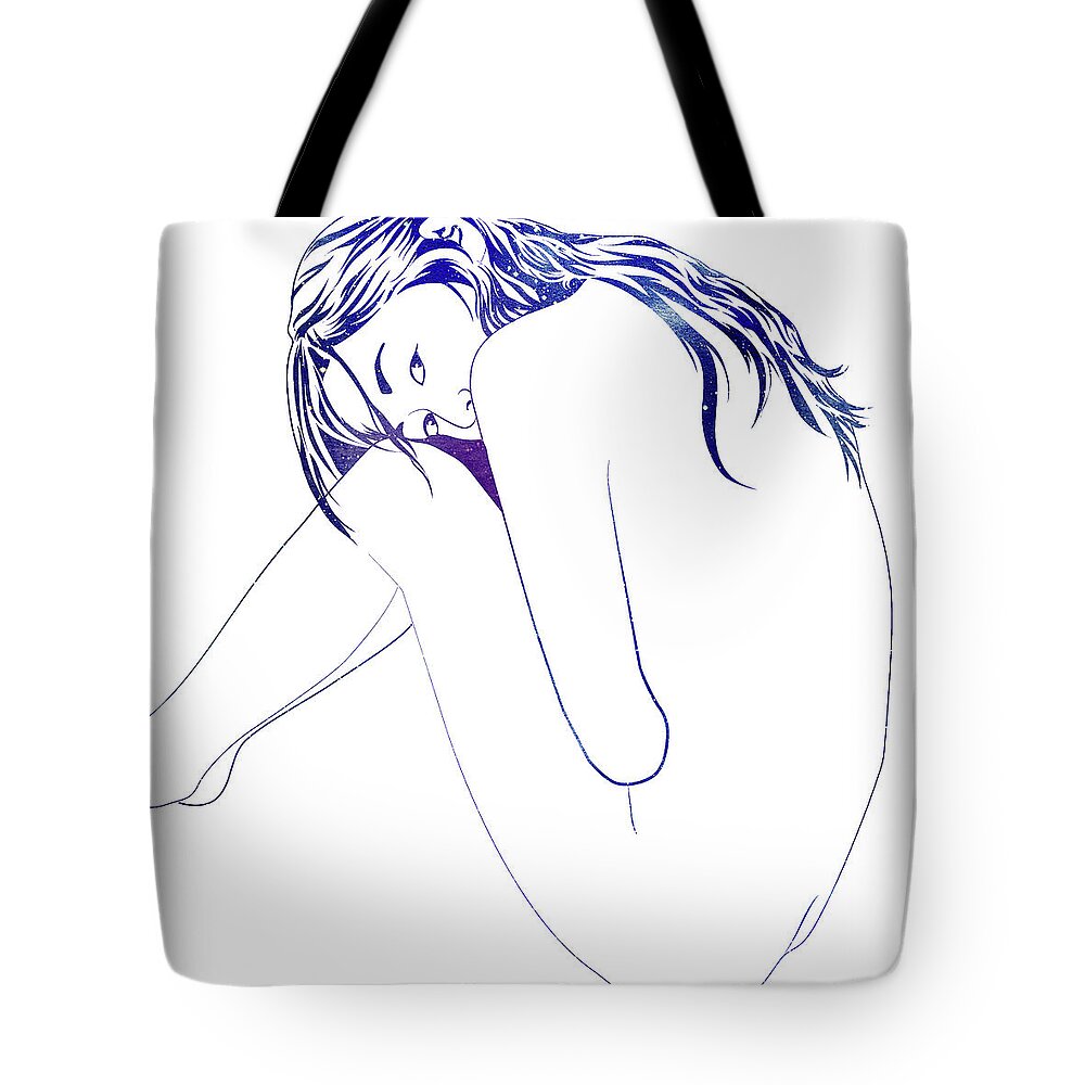 A Celestial Blue Nymph By Artist Stevyn Llewellyn Tote Bag featuring the digital art Blue Nymph by Stevyn Llewellyn