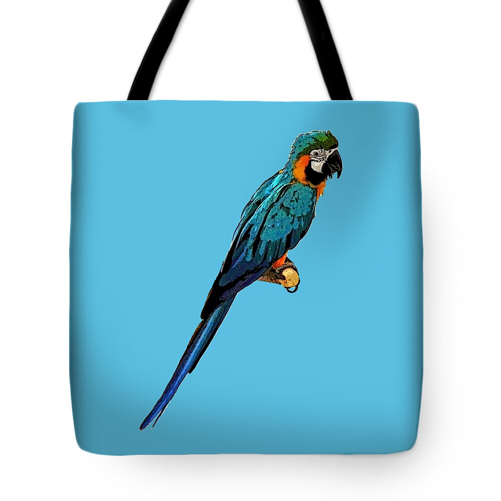 Digital Art Tote Bag featuring the digital art Blue Parrot Art by Francesca Mackenney
