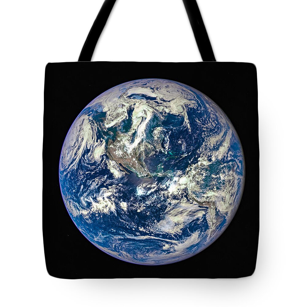 Earth Tote Bag featuring the photograph Blue planet earth seen from space by Matthias Hauser