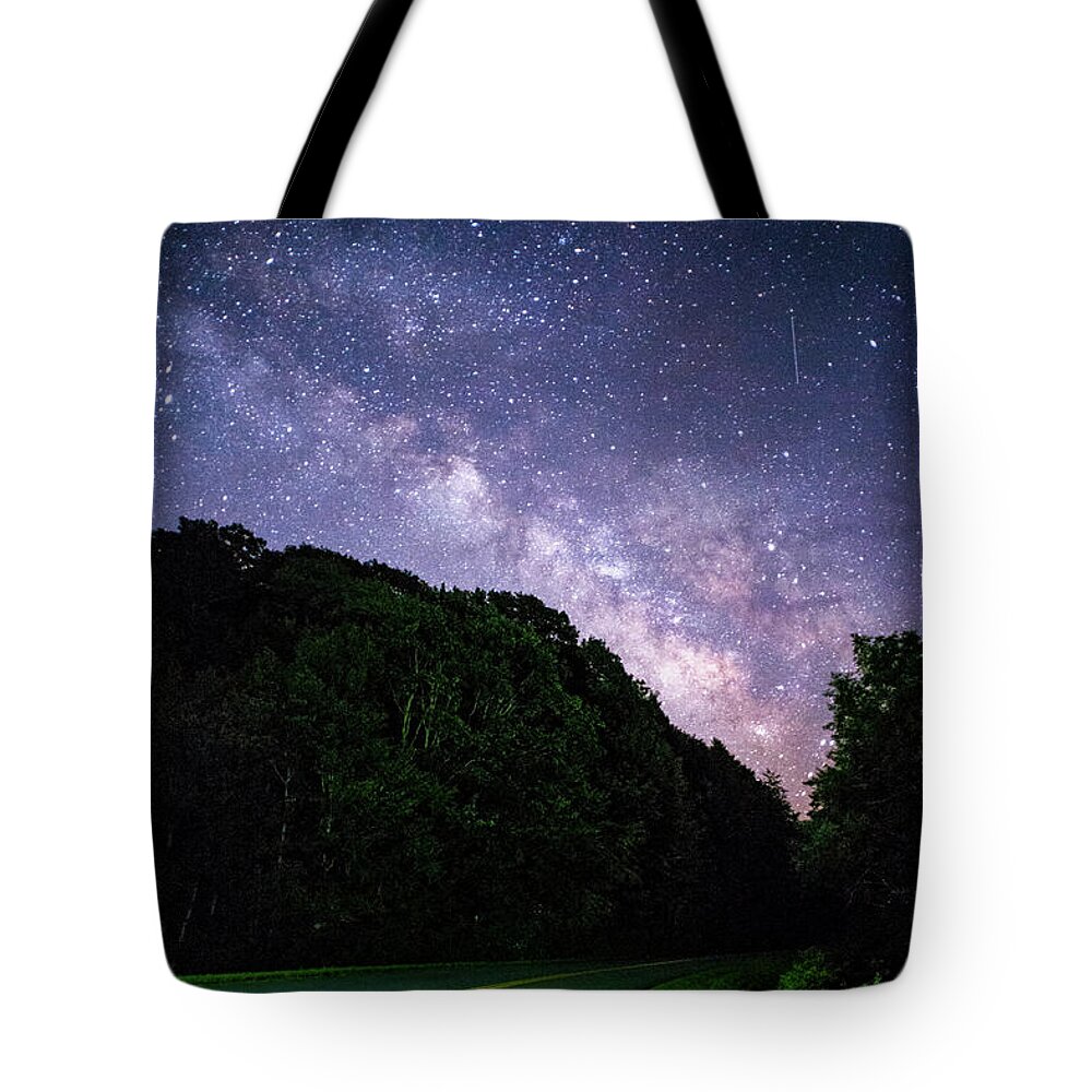 Night Tote Bag featuring the photograph Blue Ridge Parkway NC Highway To The Stars by Robert Stephens