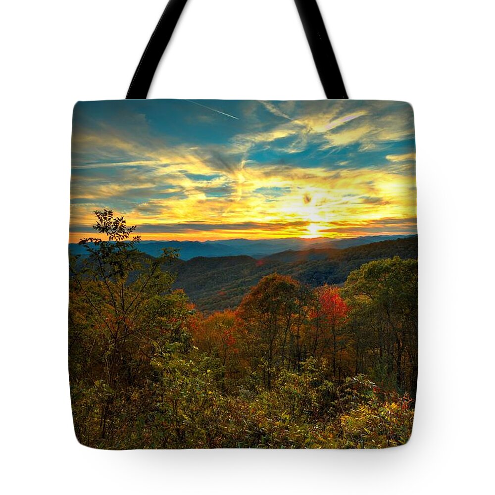 Carol R Montoya Tote Bag featuring the photograph Blue Ridge Sunsets by Carol Montoya