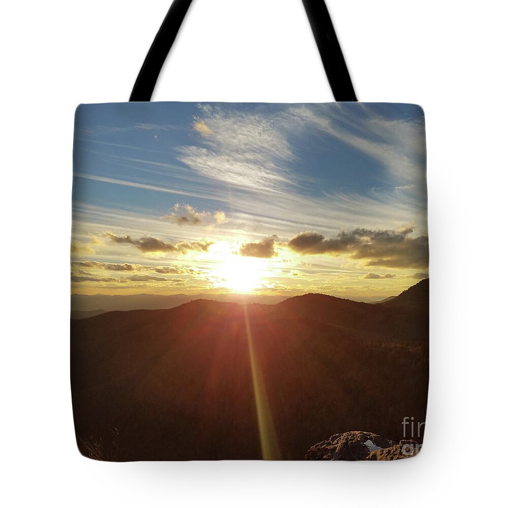 Blue Ridge Parkway Tote Bag featuring the photograph Blue Ridge Winter Sunset by Curtis Sikes