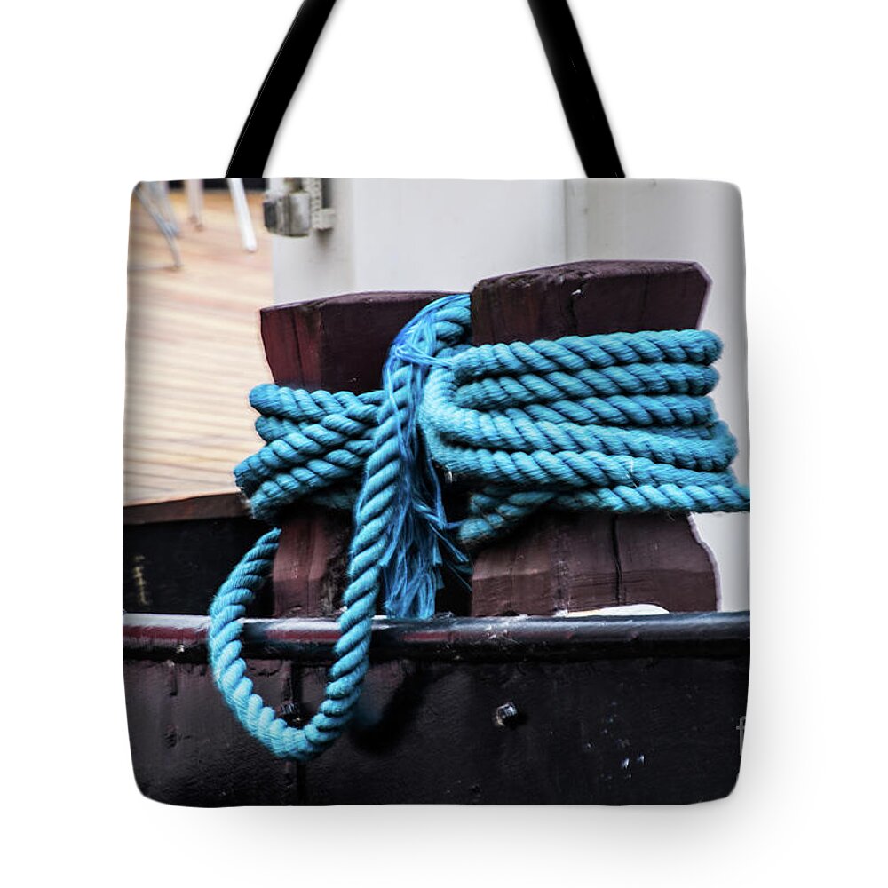 Copenhagen Tote Bag featuring the photograph Blue rope by Agnes Caruso