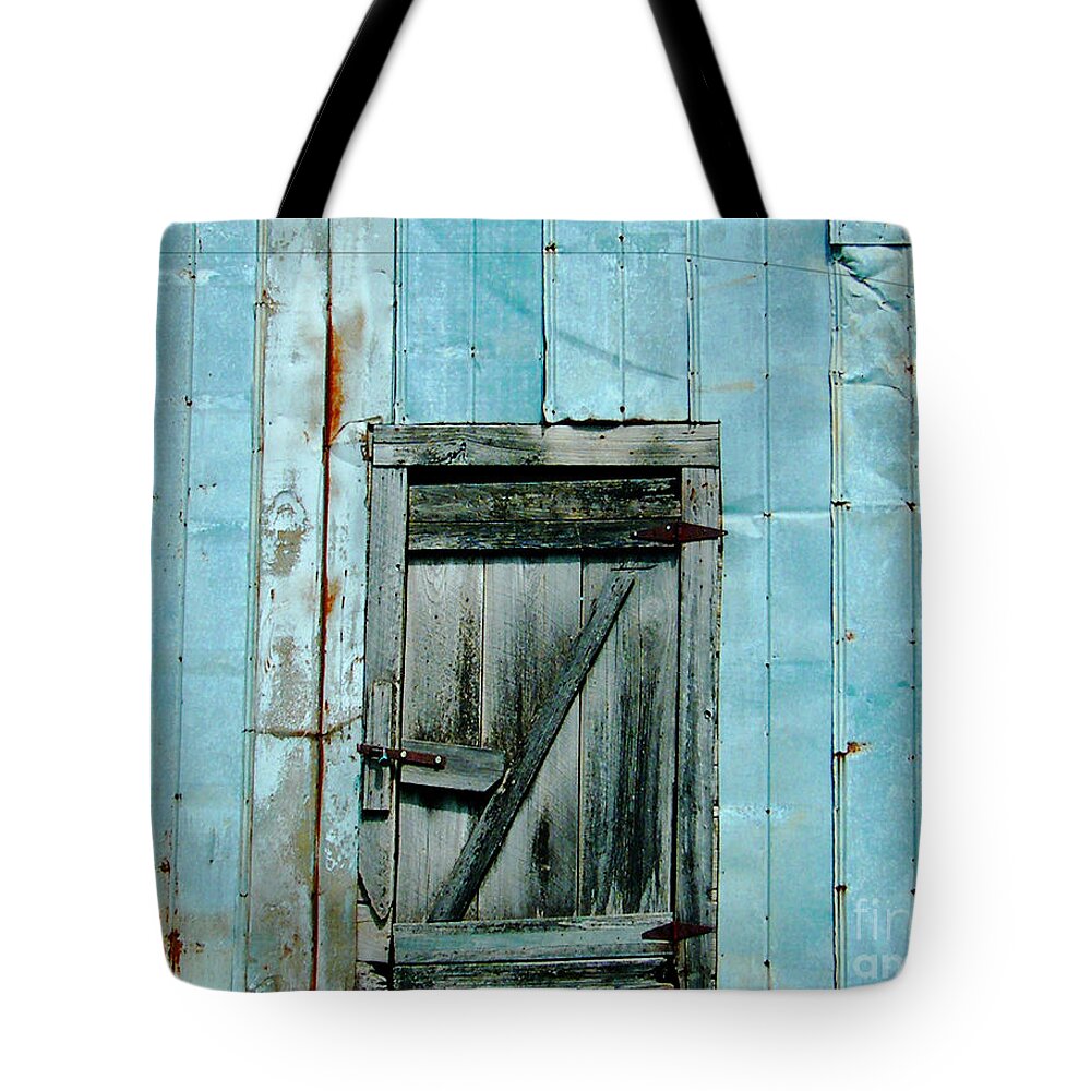 Mississippi Tote Bag featuring the photograph Blue Shed Door Hwy 61 Mississippi by Lizi Beard-Ward