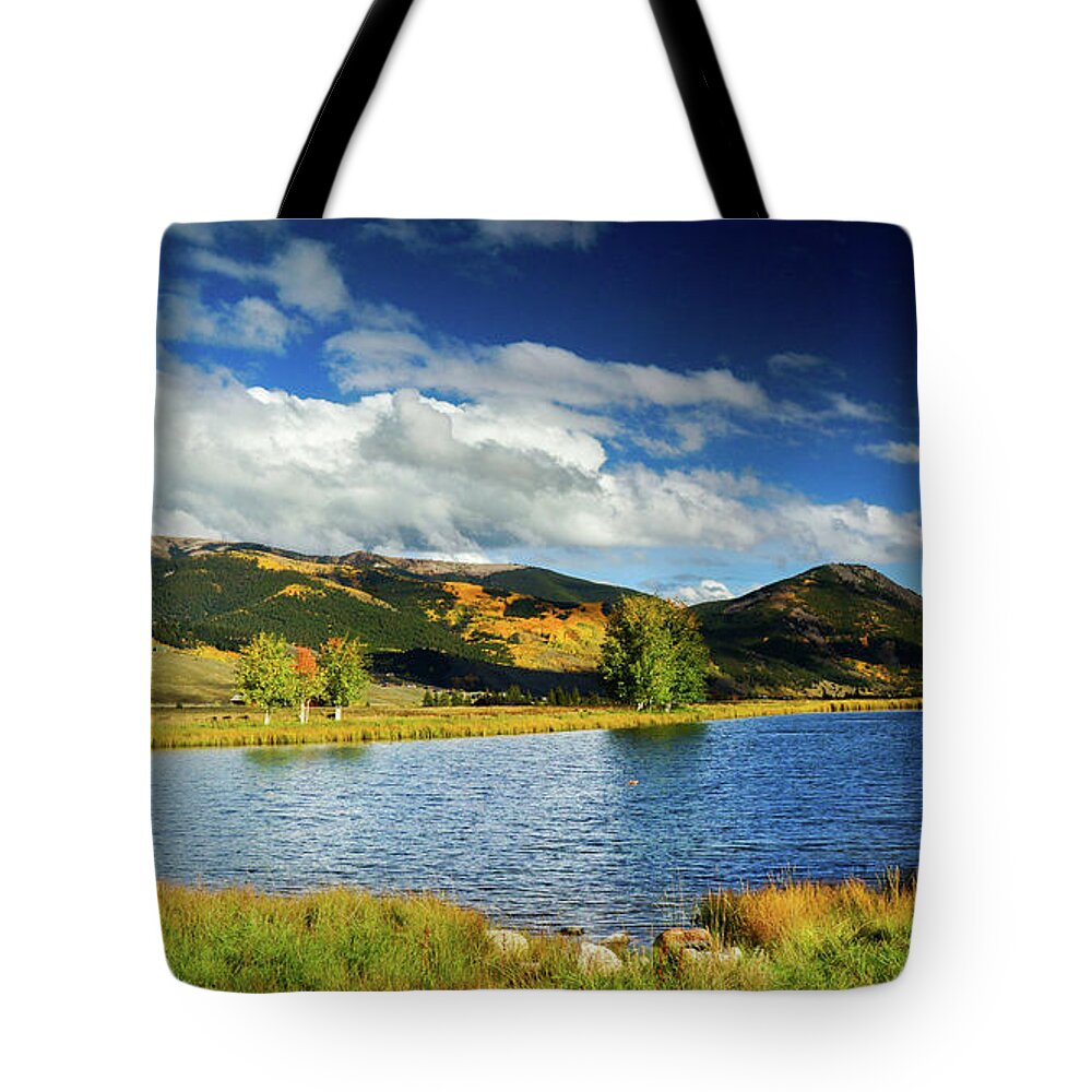 Aspen Tote Bag featuring the photograph Blue Skies Over Crested Butte by John De Bord