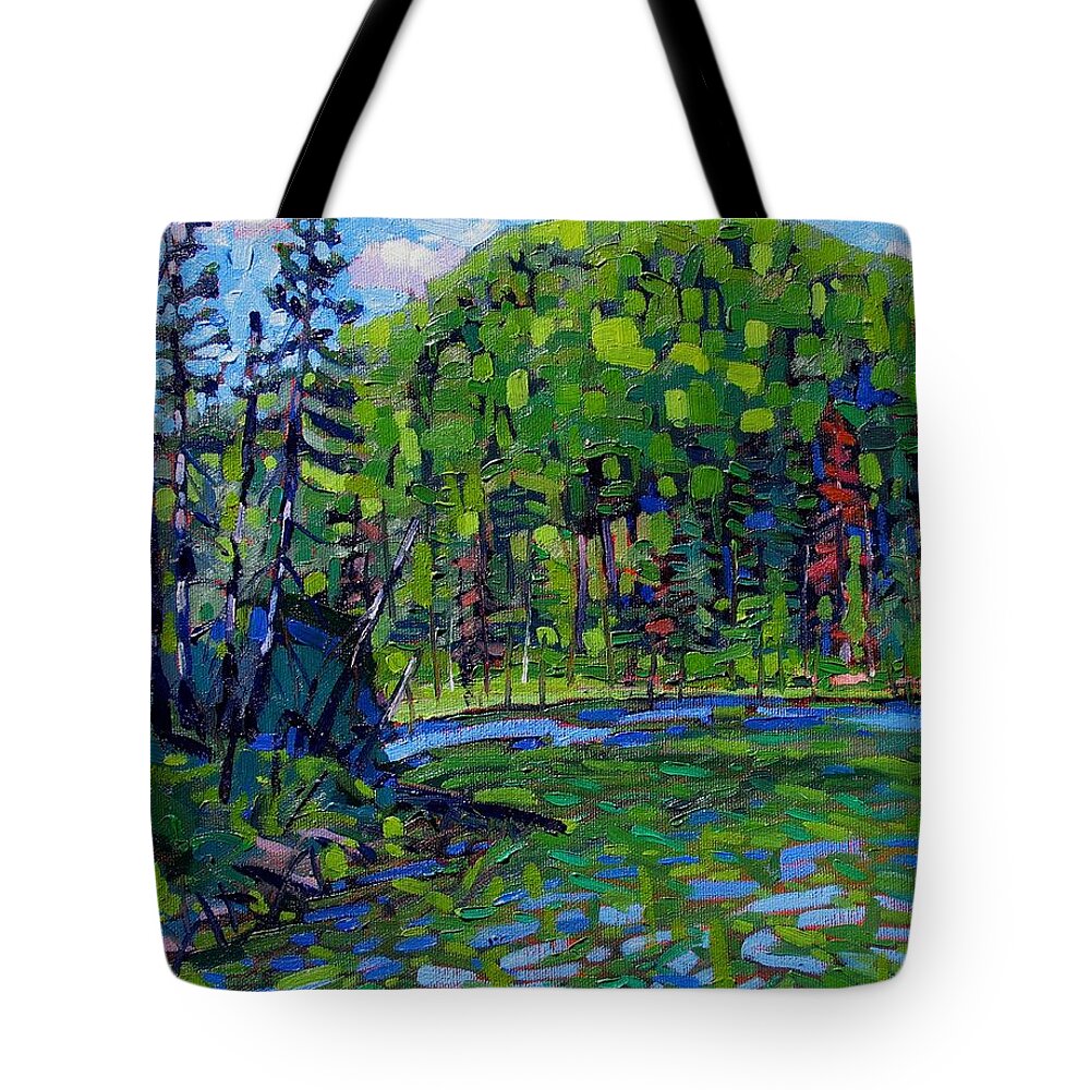 Jolly Tote Bag featuring the painting Blue Sky Greens by Phil Chadwick