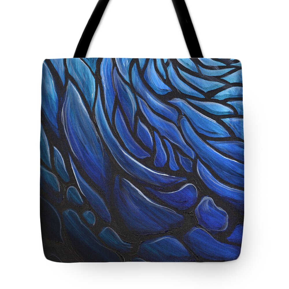 Blue Tote Bag featuring the painting Blue Stained Glass by Michelle Pier