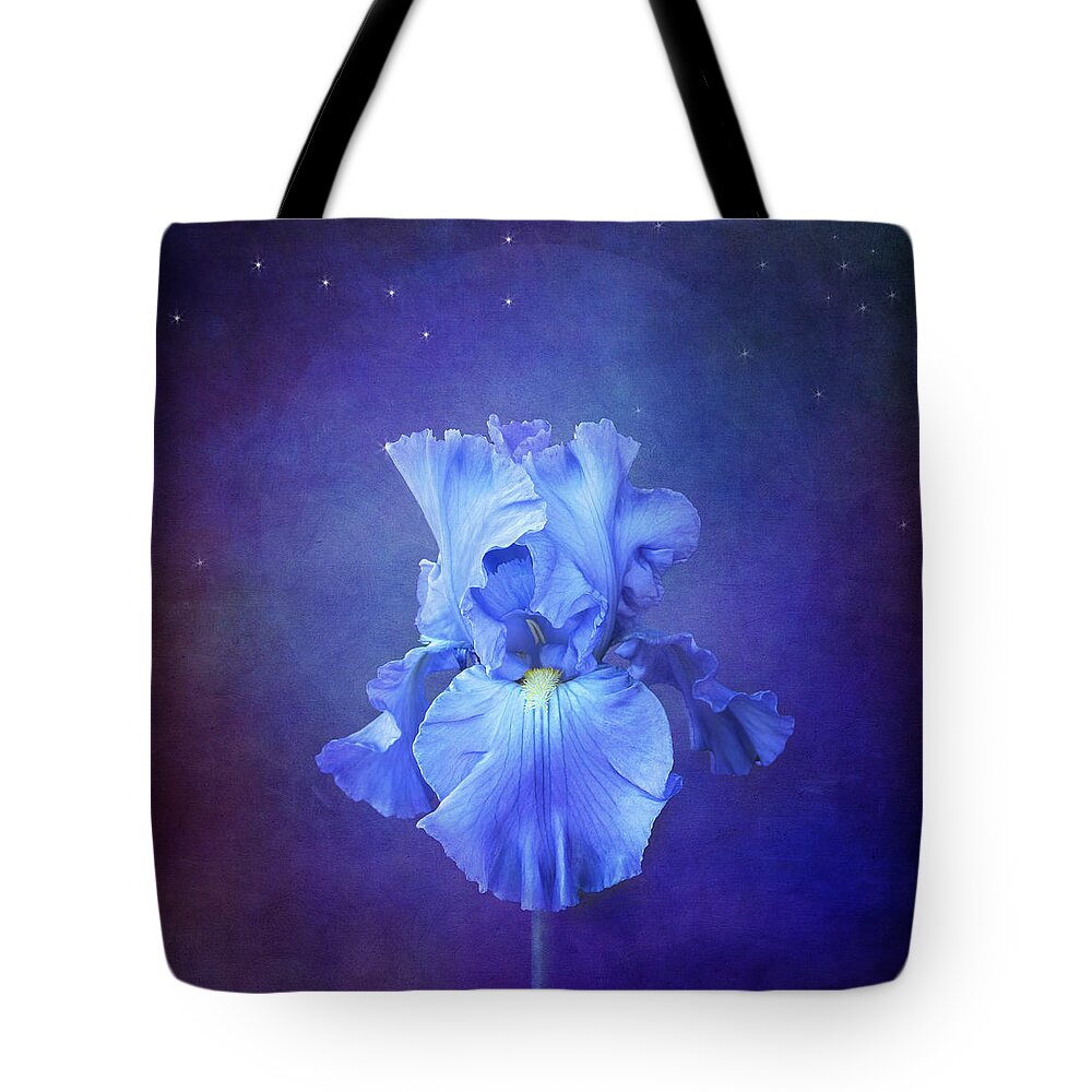 Blue Iris Flower Tote Bag featuring the photograph Blue Symphony by Marina Kojukhova