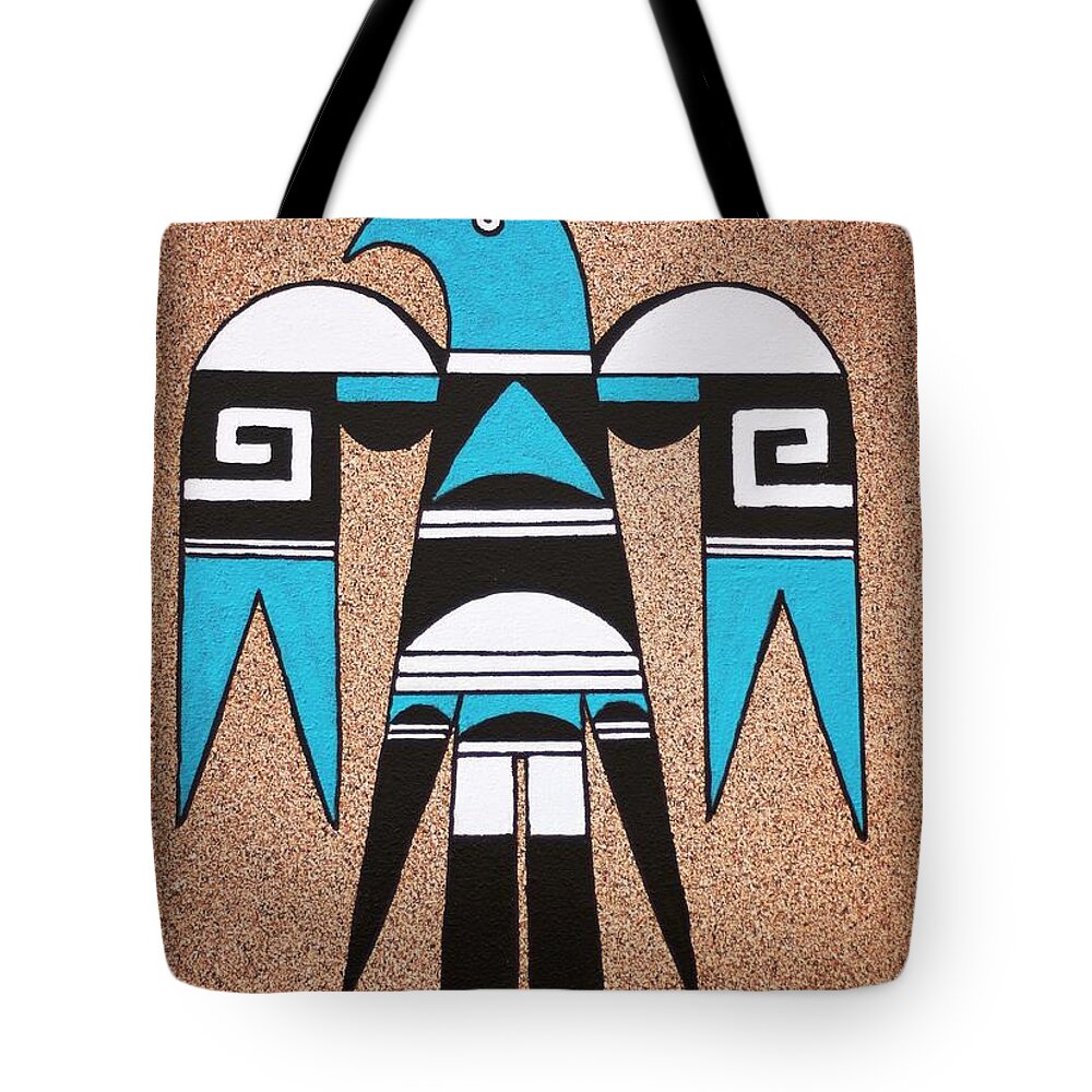 Southwest Art Tote Bag featuring the painting Blue Thunderbird by Ralph Root