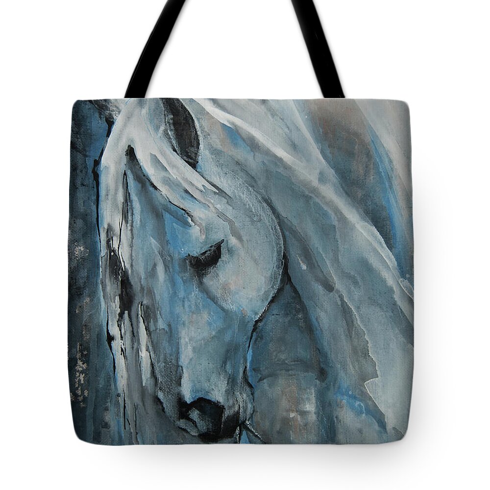 Tranquil Tote Bag featuring the painting Tranquility by Jani Freimann