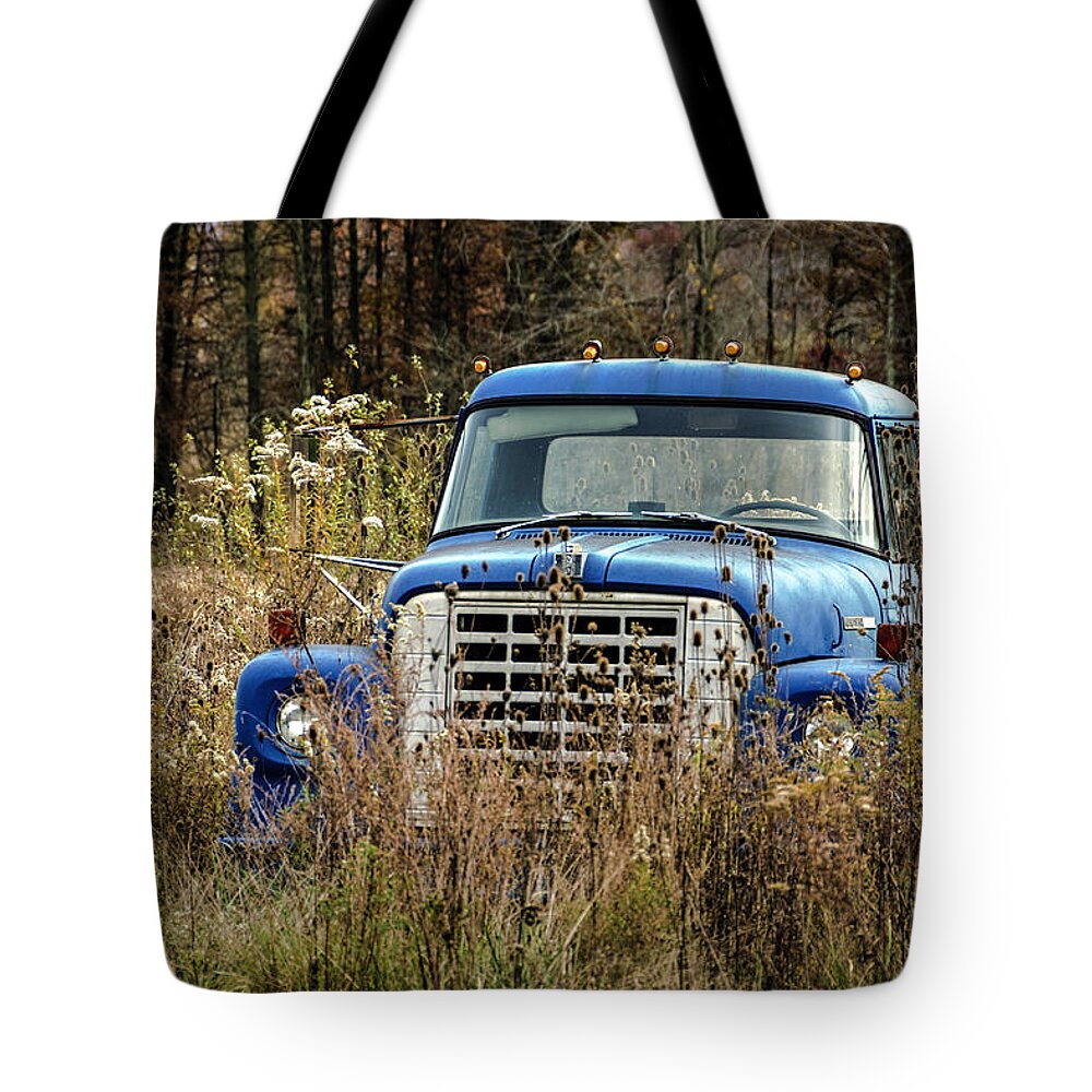 Rural Tote Bag featuring the photograph Blue Truck by Norman Reid