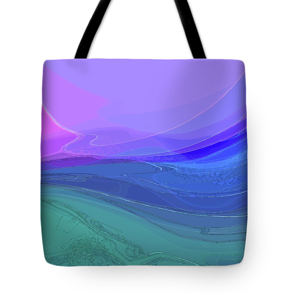 Abstract Tote Bag featuring the digital art Blue Valley by Gina Harrison