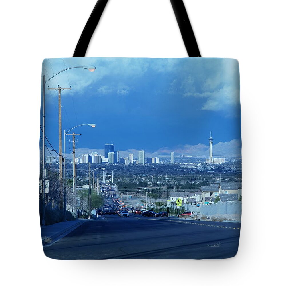  Tote Bag featuring the photograph Blue Vegas by Carl Wilkerson