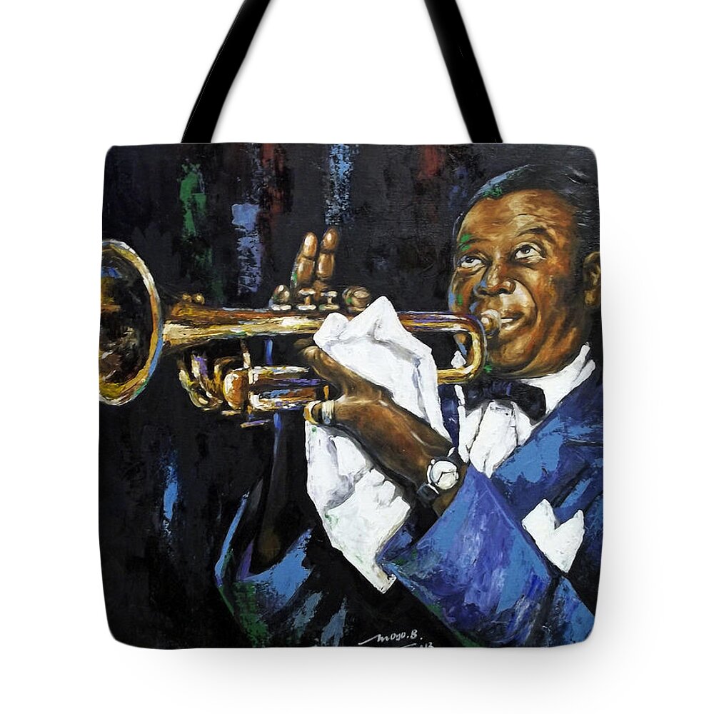 Bmo Tote Bag featuring the painting Blue Velvet by Berthold Moyo