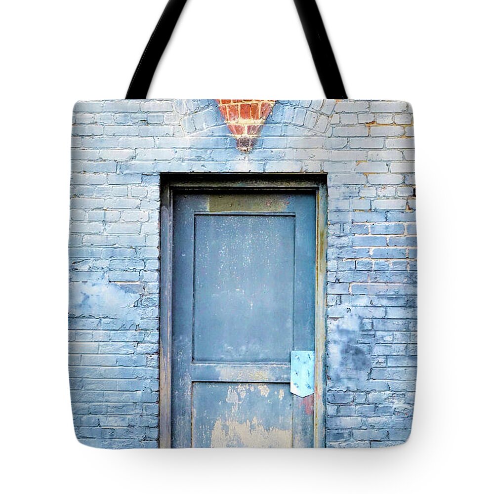 Bristol Tote Bag featuring the photograph Blue wall blue door by Denise Beverly