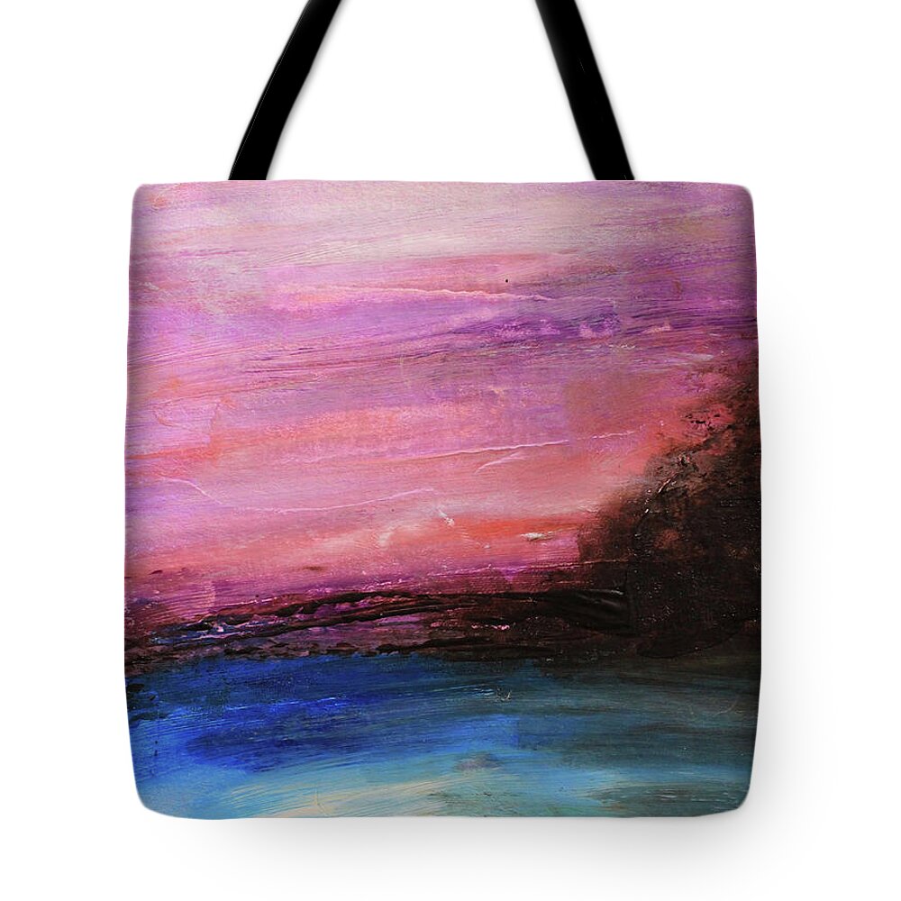 Pink Tote Bag featuring the painting Blue Water Abstract by April Burton
