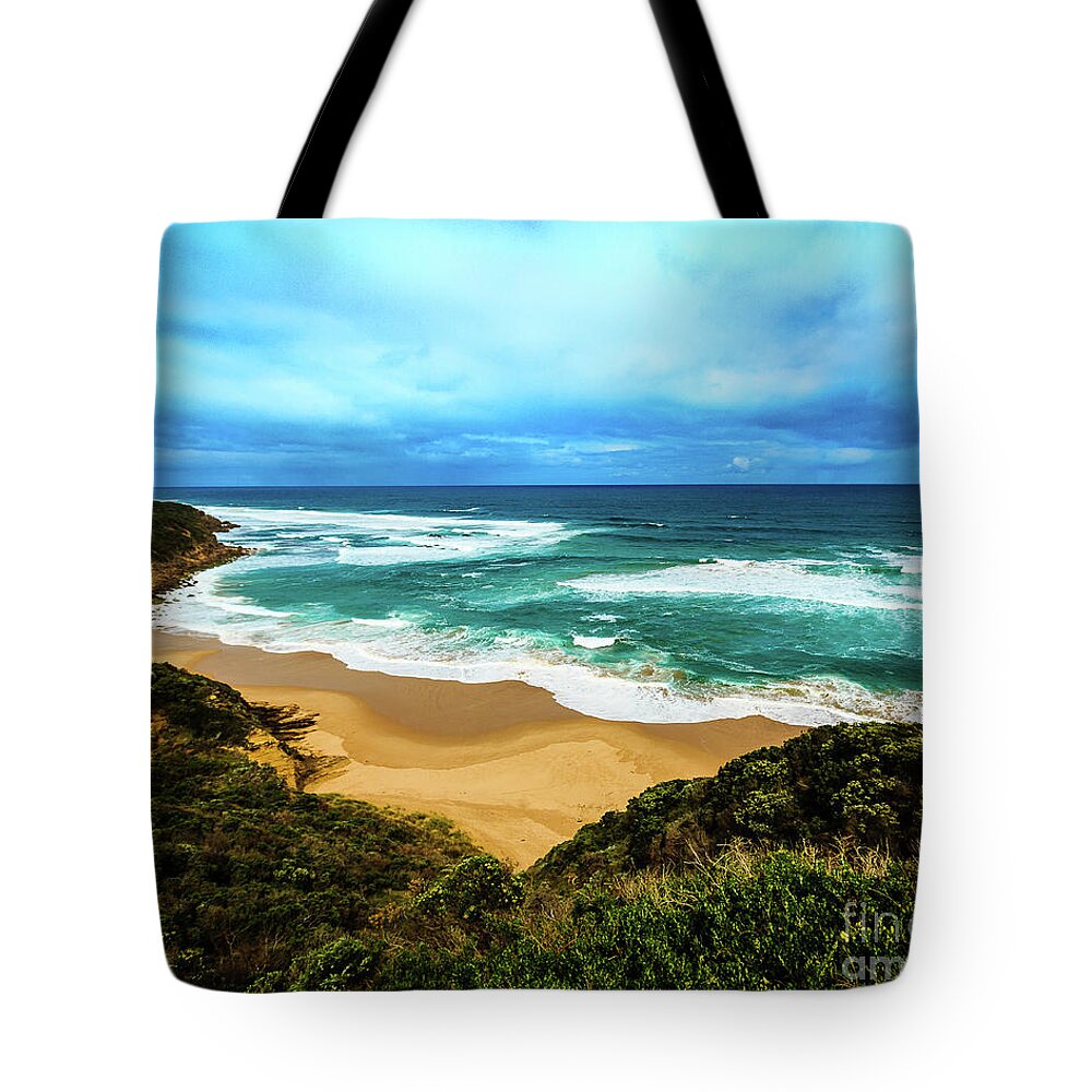 Beach Tote Bag featuring the photograph Blue Wave Beach by Perry Webster