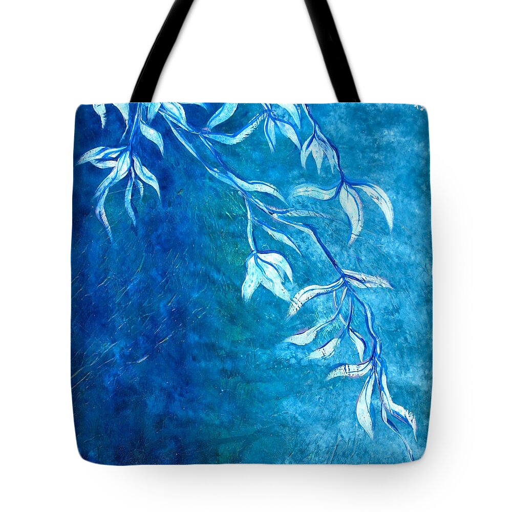 Nature Tote Bag featuring the painting Blue wind by Wonju Hulse
